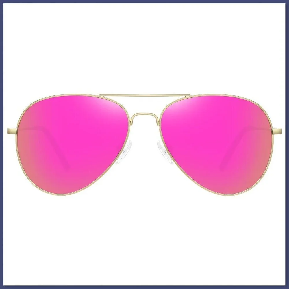 Polarized Aviator Sunglasses Women Men Mirrored UV Protection Comfortable Fit